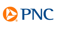 Logo including a white triangle in an orange circle and the letters "PNC."