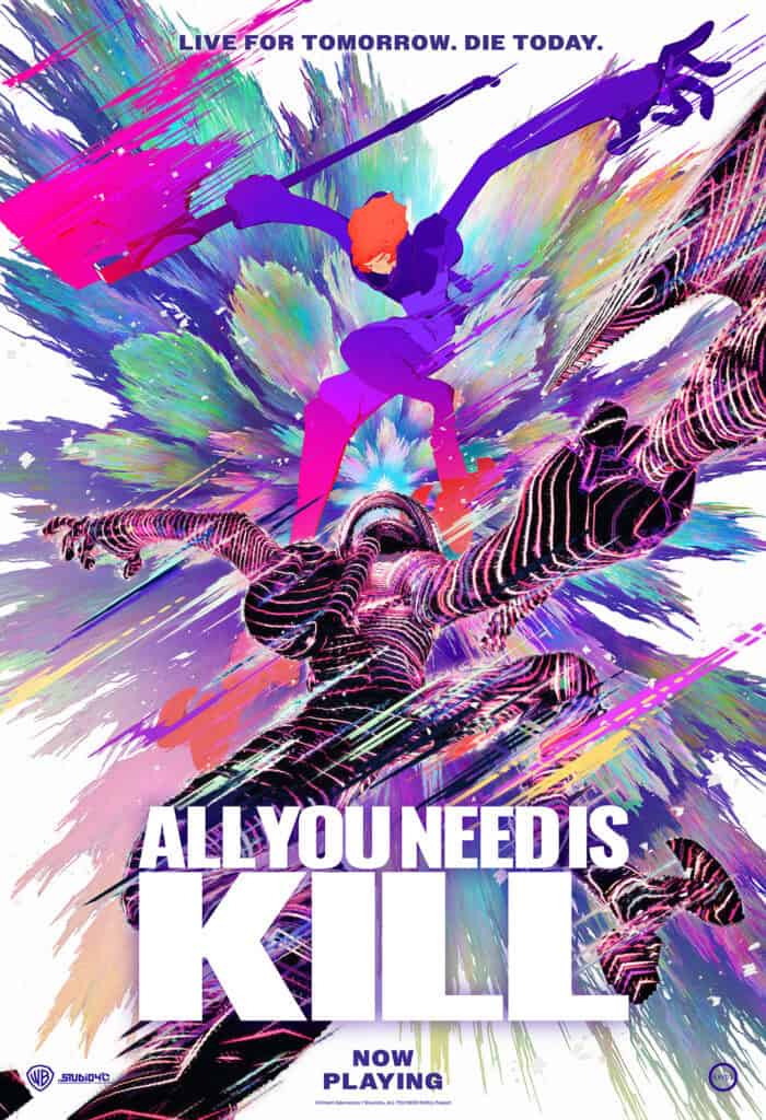 Movie poster of two people rendered in different artistic styles, each with an axe in hand.