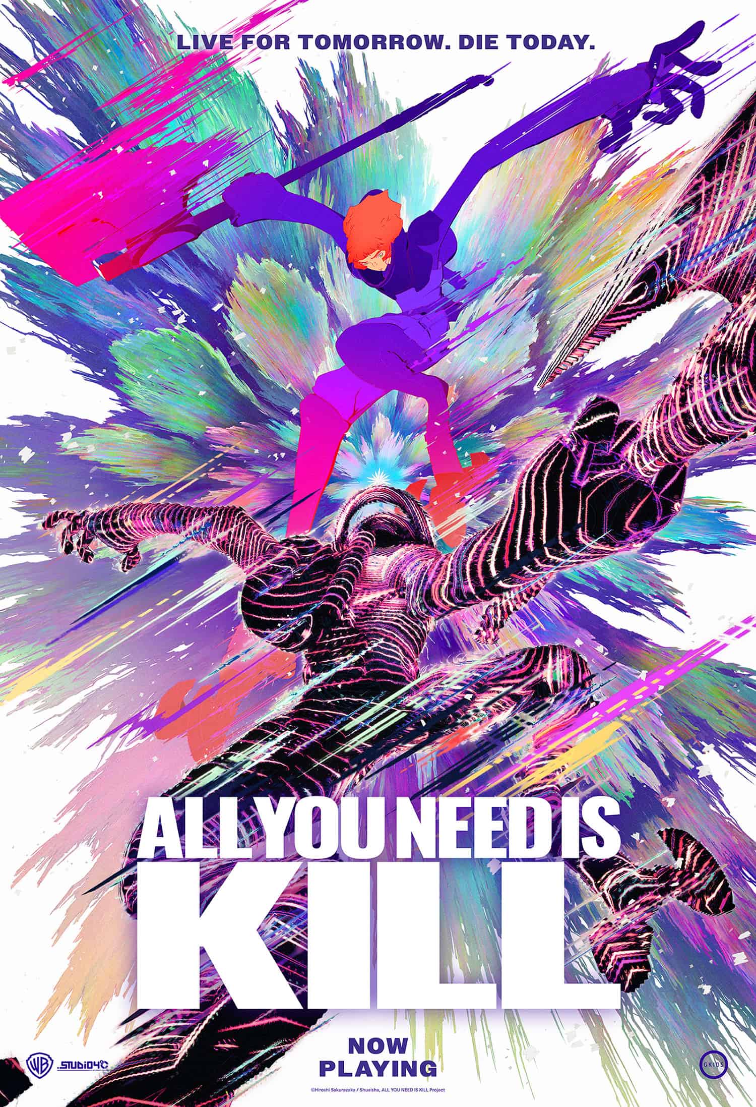 Movie poster of two people rendered in different artistic styles, each with an axe in hand.