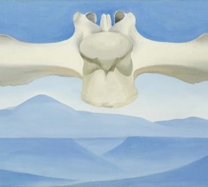Georgia O’Keeffe, Flying Backbone, 1944, oil on canvas, 11 x 25 ¼ in., Alfred Stieglitz Collection, co-owned by Fisk University, Nashville, Tennessee, and Crystal Bridges Museum of American Art, Bentonville, Arkansas; © 2018 Georgia O’Keeffe Museum; Photograph: Crystal Bridges Museum of American Art/Edward C. Robinson III