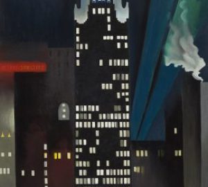 Georgia Oâ€™Keeffe, Radiator Buildingâ€”Night, New York, 1927, oil on canvas, 48 x 30 in., Alfred Stieglitz Collection, co-owned by Fisk University, Nashville, Tennessee, and Crystal Bridges Museum of American Art, Bentonville, Arkansas; Â© 2018 Georgia Oâ€™Keeffe Museum; Photograph: Crystal Bridges Museum of American Art/Edward C. Robinson III